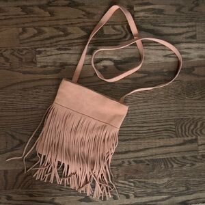 Margot Tan Suede Fringe Crossbody Bag